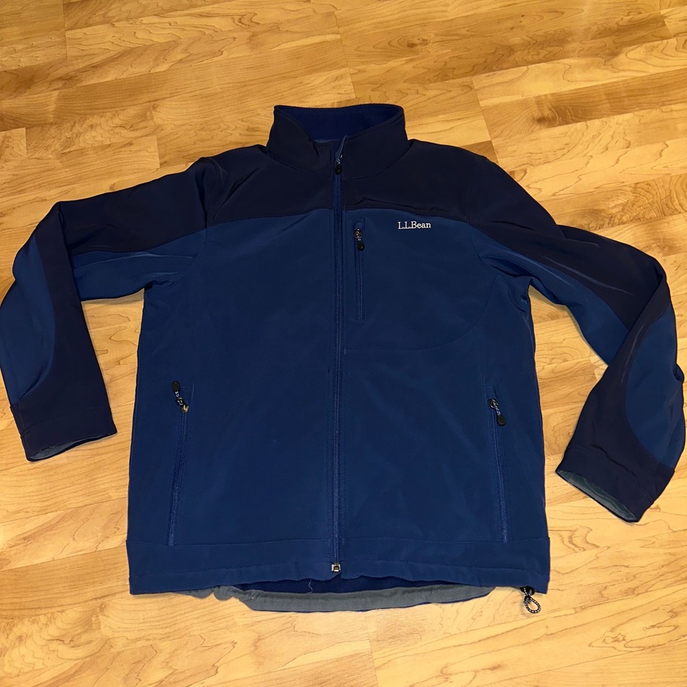 L.L. Bean Soft Shell Jacket Mens Large Blue Full Zip Lightweight‎ Outdoors